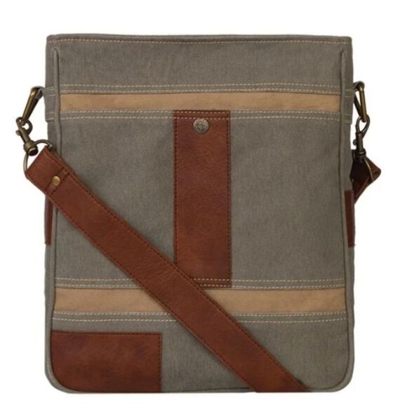Mona B Handbags - Mona B Messenger Bag. Rustic. Canvas. Leather